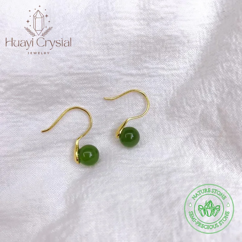 

925 Silver Jasper Ear Hooks Simple Fashion and Elegant Gift Giving Benefits Bursting With Small Round Beads for Valentine's Day