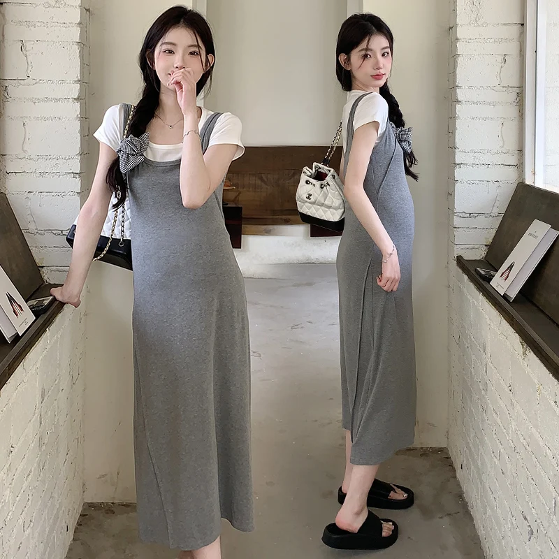 Pregnant Women 2024 New Dress Summer Clothing Set Fashion Temperament Idle Sle Thin Vest Two-piece