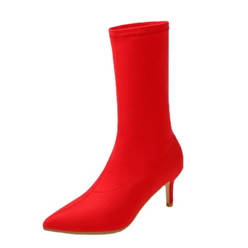 New Fashion Pointed Toe Suede Candy Color Foot Solid Color Boots Stiletto Multicolor Women's Boots Women Shoes Thigh High Boots