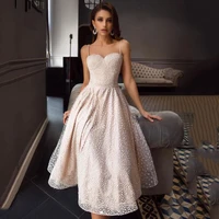 spaghetti straps short wedding dress 2022 backless beading design robe de mariee bridal gowns ankle length a line for sexy women