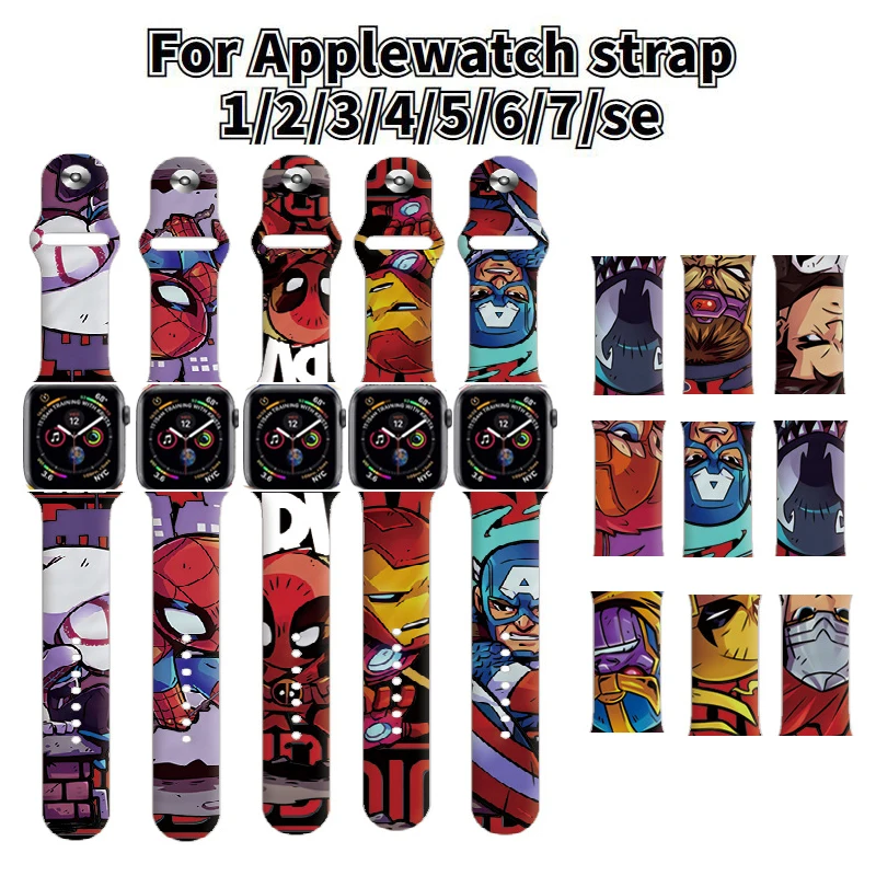 

Disney spiderman for Apple watch strap iwatch7/6/5/4/3/2/SE printing Iron Man Hulk Replacement watch bands 38mm 42mm 45mm gifts