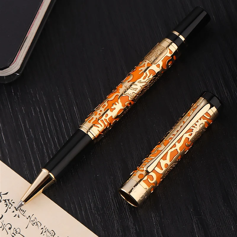 

JINHAO 5000 Luxurious Metal Rollerball Pen 4 Style Beautiful Dragon Texture Carving, Red , White ,Black Orange and Gold Gel Pens