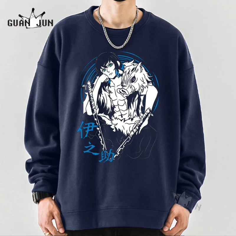 

Demon Slayer Hoodie Anime Kimetsu No Yaiba Hooded Sweatshirts Inosuke Hashibira Print Cute Kawaii Cotton Hoody Tops Men Women