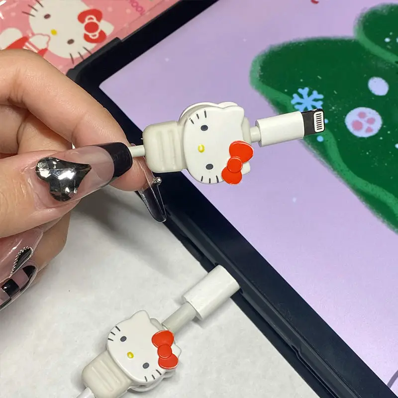 

Sanrios Data Cable Protector Cartoon Hello Kitty Cinnamoroll My Melody Anti-Break Bite Charger Data Protective Case Accessories
