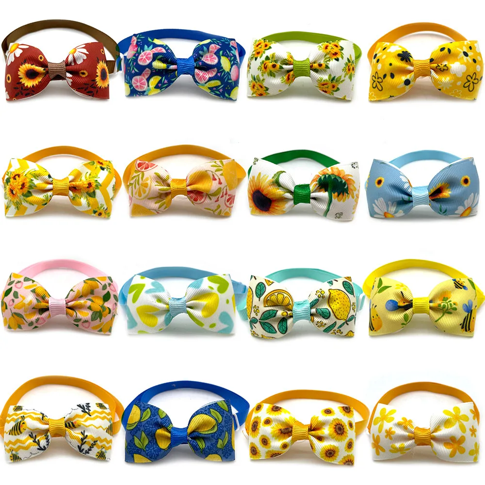 

50/100pcs Pet Spring Bowtie Necktie Pet Supplies Dog Necktie Spring Collar Small Dogs Bowtie Ties Dog Accessories for Small Dogs