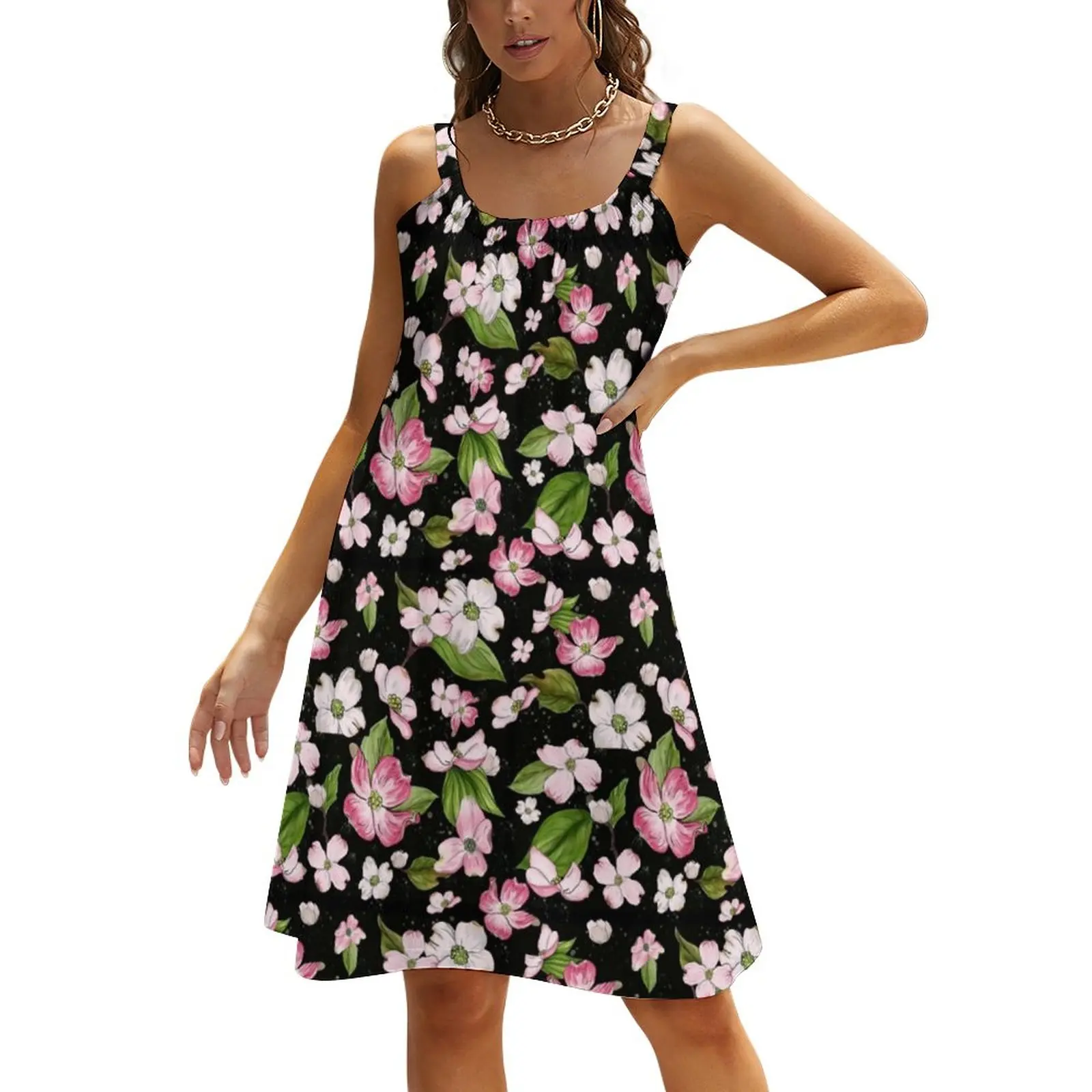 

Женское платье с цветочным принтом, без рукавов