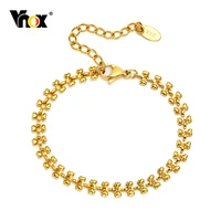 vnox new trendy bow knot chain bracelets for women jewelry gold color stainless steel wristband bridesmaid bff gift