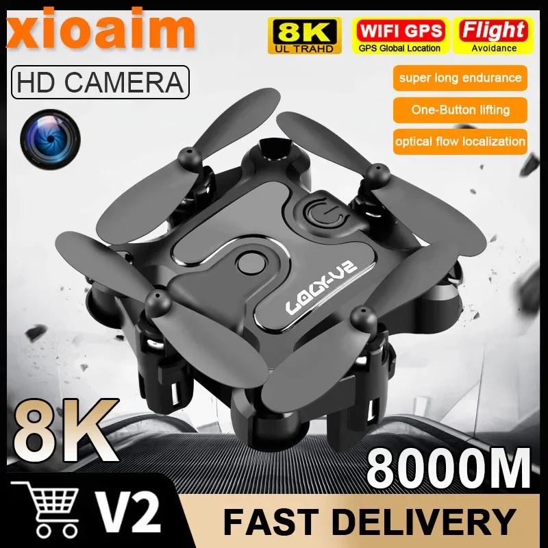 Складной Дрон с камерой Xiaomi Mini V2 складной Квадрокоптер 8K 4K 1080P HD UAV Wi-Fi Fpv