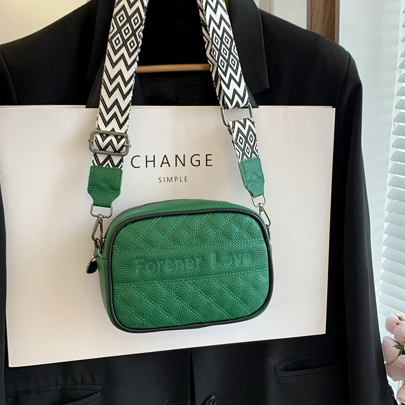 

Сумка кросс-боди Женская из экокожи, Модный повседневный саквояж на молнии с широким ремешком, миниатюрная сумочка для камеры