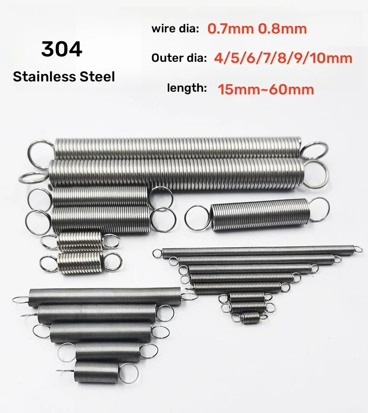 5 шт., пружинная проволока с двойным крючком из нержавеющей стали 304, диаметр 0,8/0,7 мм, внешний диаметр 4/5/6/7/8/9/10 мм