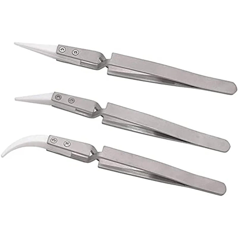 

Stainless Steel Contrast Ceramic Tweezers Pointed Elbow Reverse Clamping Ceramic Tweezers Acid-proof Precision Clamping