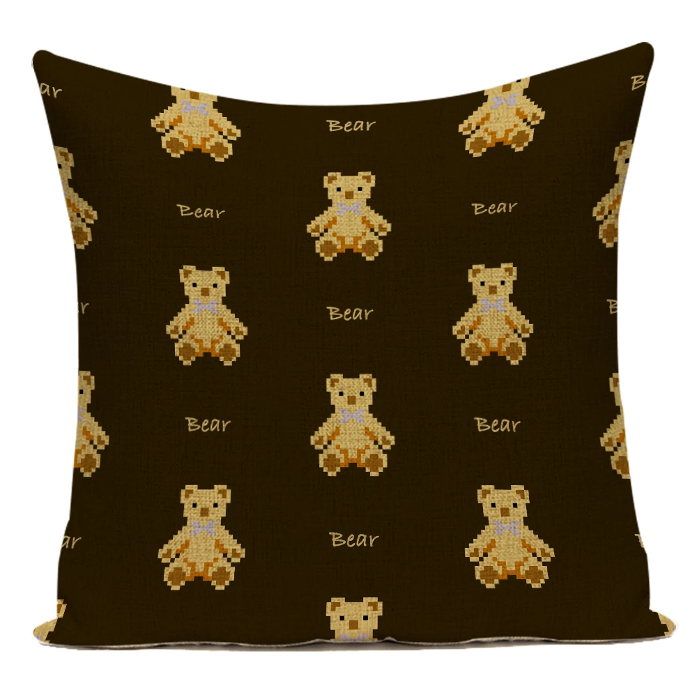 

Cute Cartoon Bear Pillow Cover Decorative Cushion Cover 45x45cm Sofa Animal Nordic Gift Modern Home Decoration Art Print E2276