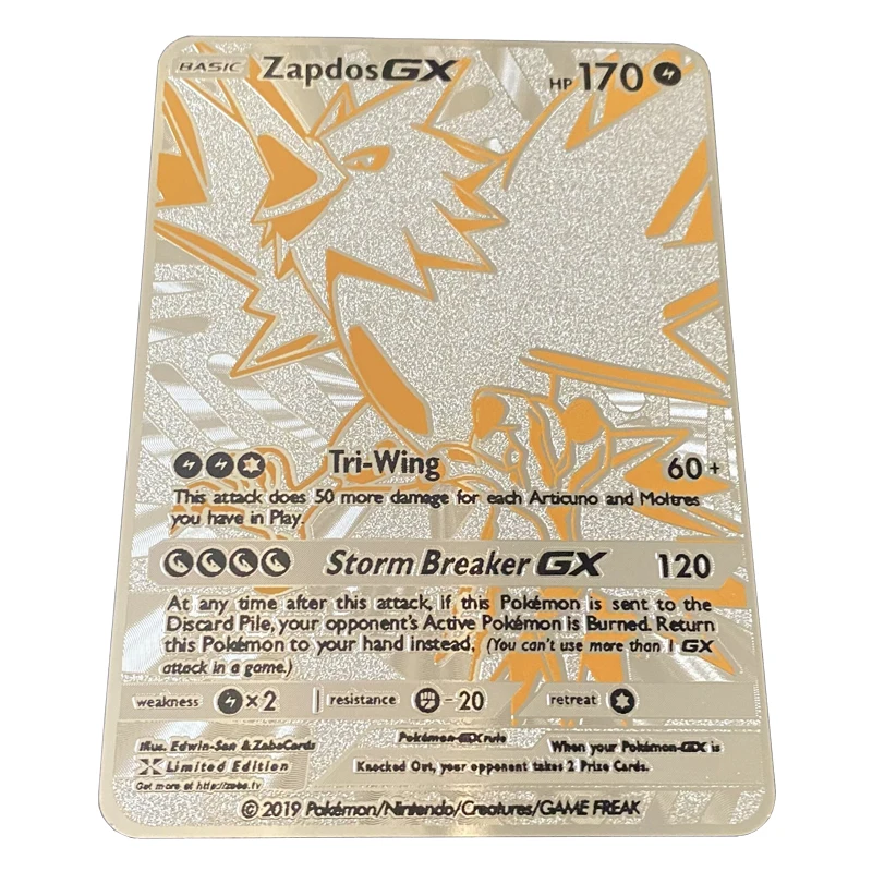 Карты Pokemon 12 шт/шт. серебряные металлические открытки коллекционные хобби