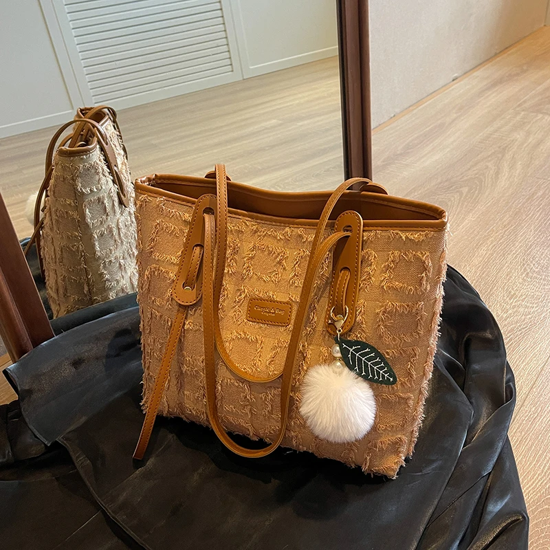 

Large Capacity Plaid Canvas Bag 2023 Fashion trend One-shoulder Women's Bags luxury designer Handbags shopping bag purse