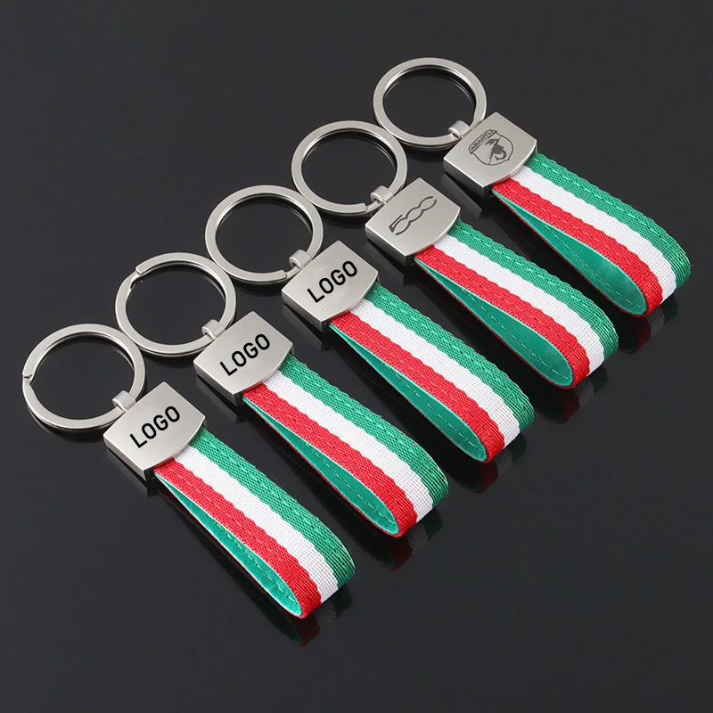 

Car Emblem Webbing metal Key Chain Ring for Alfa Romeo Abarth 695 595 Maserati Fiat 500 Car Keychain Car Styling Car Accessories
