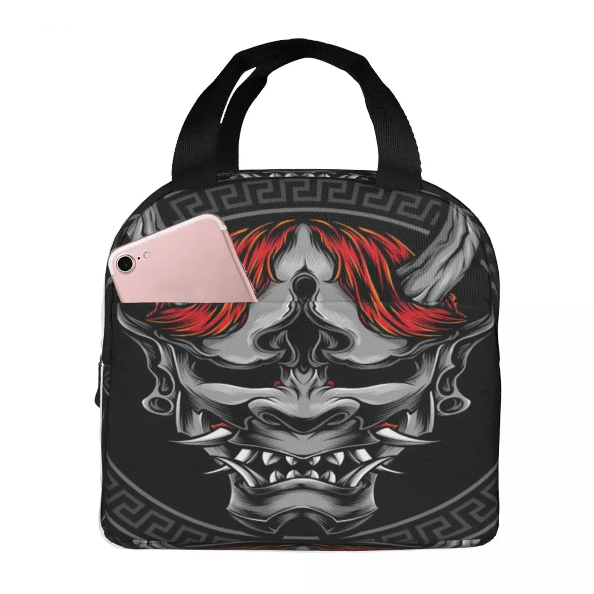 

Japanese Oni Mask Logo Cooler Lunch Box Portable Insulated Lunch Bag Thermal Food Picnic Lunch Bags