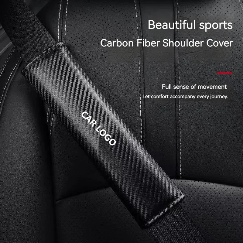 

2pcs Carbon Fiber Car Seat Belt Shoulder Guards， Lengthening Adjustable, Comfort seat belt Protective Cover Interior Accessories