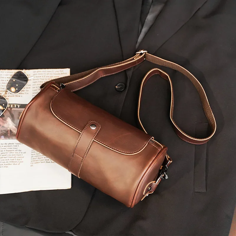 

Fashion Designer Men's Crossbody Bag for Men Messenger Bags Boys Man Party Bag Barrel Shape Handbag Sac A Main