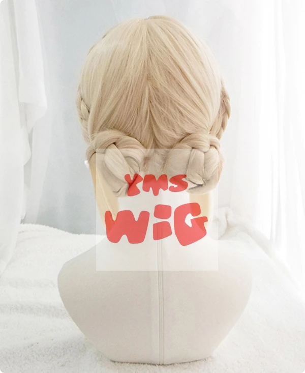 YMS WIG Violet Evergarden Короткие светло-русые косы с двумя пучками Термостойкие волосы