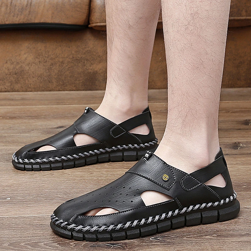 

Summer New Flat-bottomed Baotou Men's Sandals Casual Outdoor Non-slip Comfortable Soft Bottom Versatile Breathable Mens Shoes