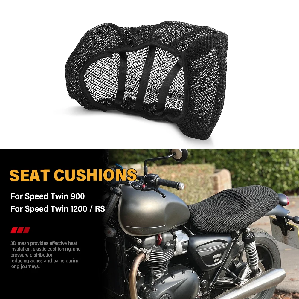 Фото Чехол на сиденье мотоцикла для Speed Twin 900 1200 1200RS, 3D-сетчатая ткань, защита от солнца, противоскользящая дышащая подушка. №1