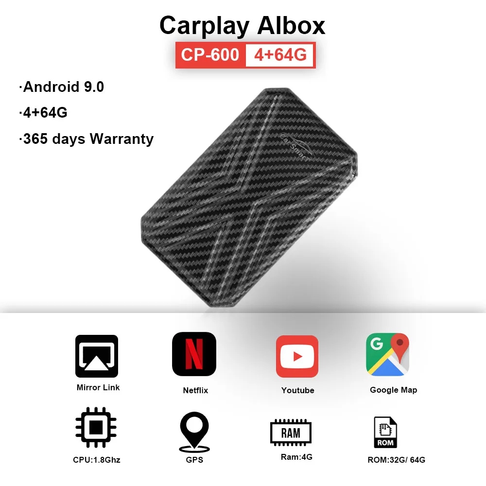 

Carplay Ai Box Android Box Car Multimedia Player 4+64G Wireless Mirror link Plug and Play For Apple Carplay Android Auto Tv Box