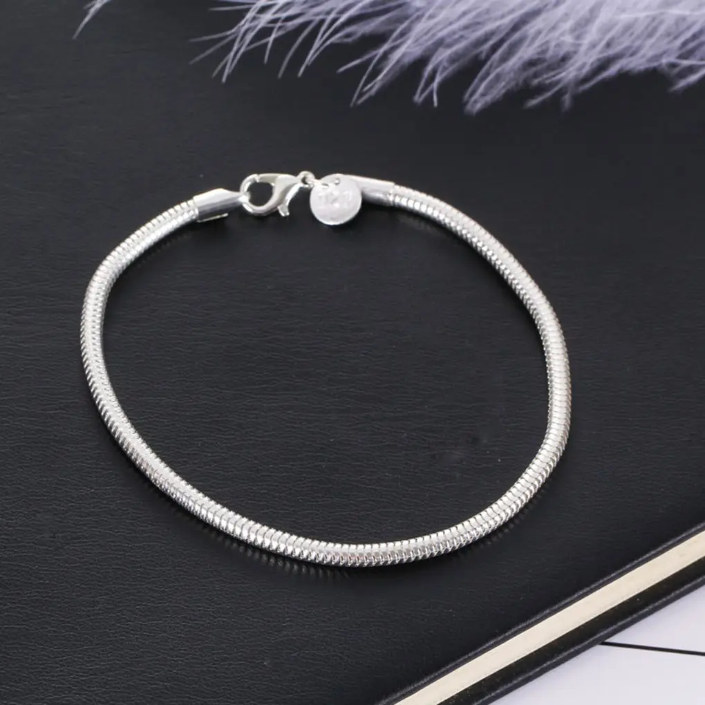 

Simple Women Plated Wristband Girl Flat Snake Bone Bracelet Lady Retro Bangles Wedding Jewelry