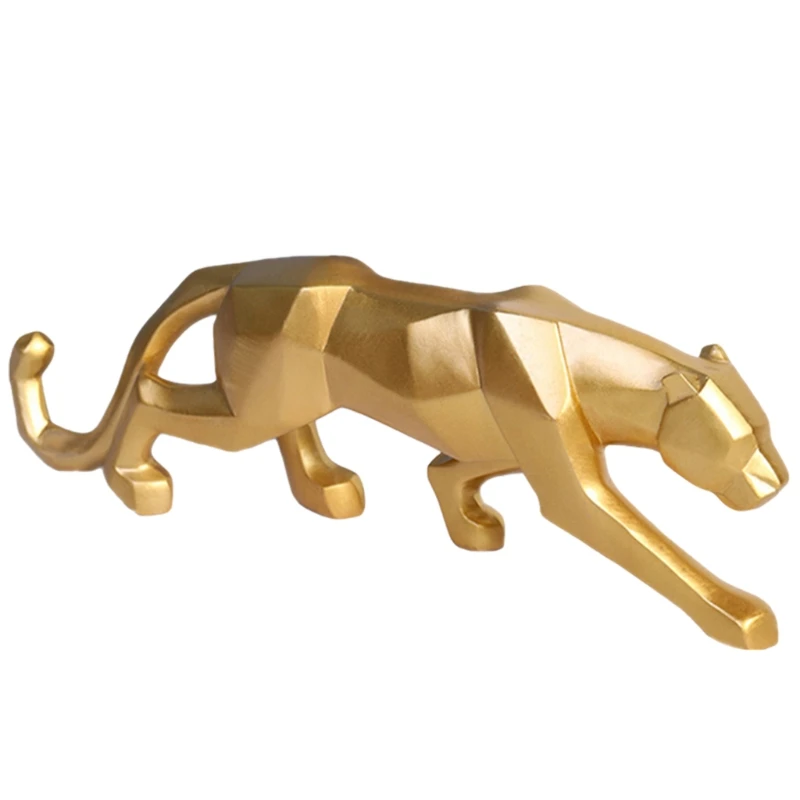 

Golden Leopard Ornaments Bedroom Art Geometric Leopard Sculpture Geometric Leopard Decor Sculpture for Hotel Lobby