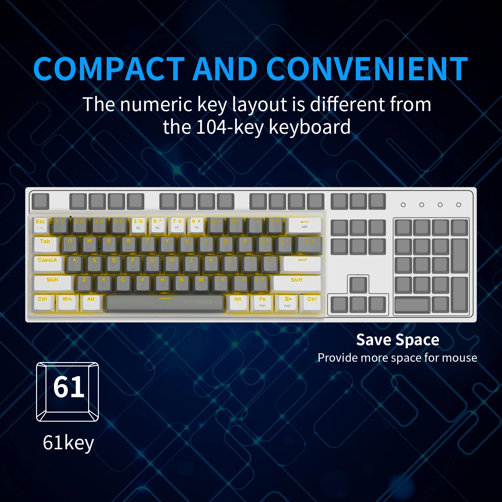 huo ji e yooso z 11 wired 60 mechanical keyboard tenkeyless design anti ghosting linear blue switch led backlit removable cable free global shipping