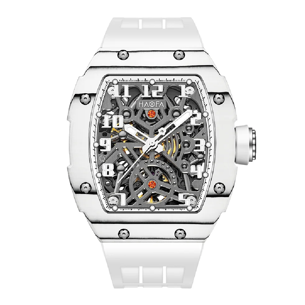 

Haofa Automatic Watch For Men Sapphire Luminous Self Wind Mechanical Watches Man Skeleton Waterproof Clock Carbon Fiber Luxury