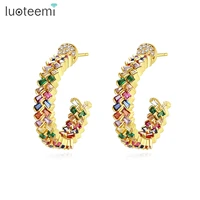 luoteemi gold hoop earrings for women rainbow cubics boha hip hop gemstones mama earrings gold metal circle hoop earrings brinco