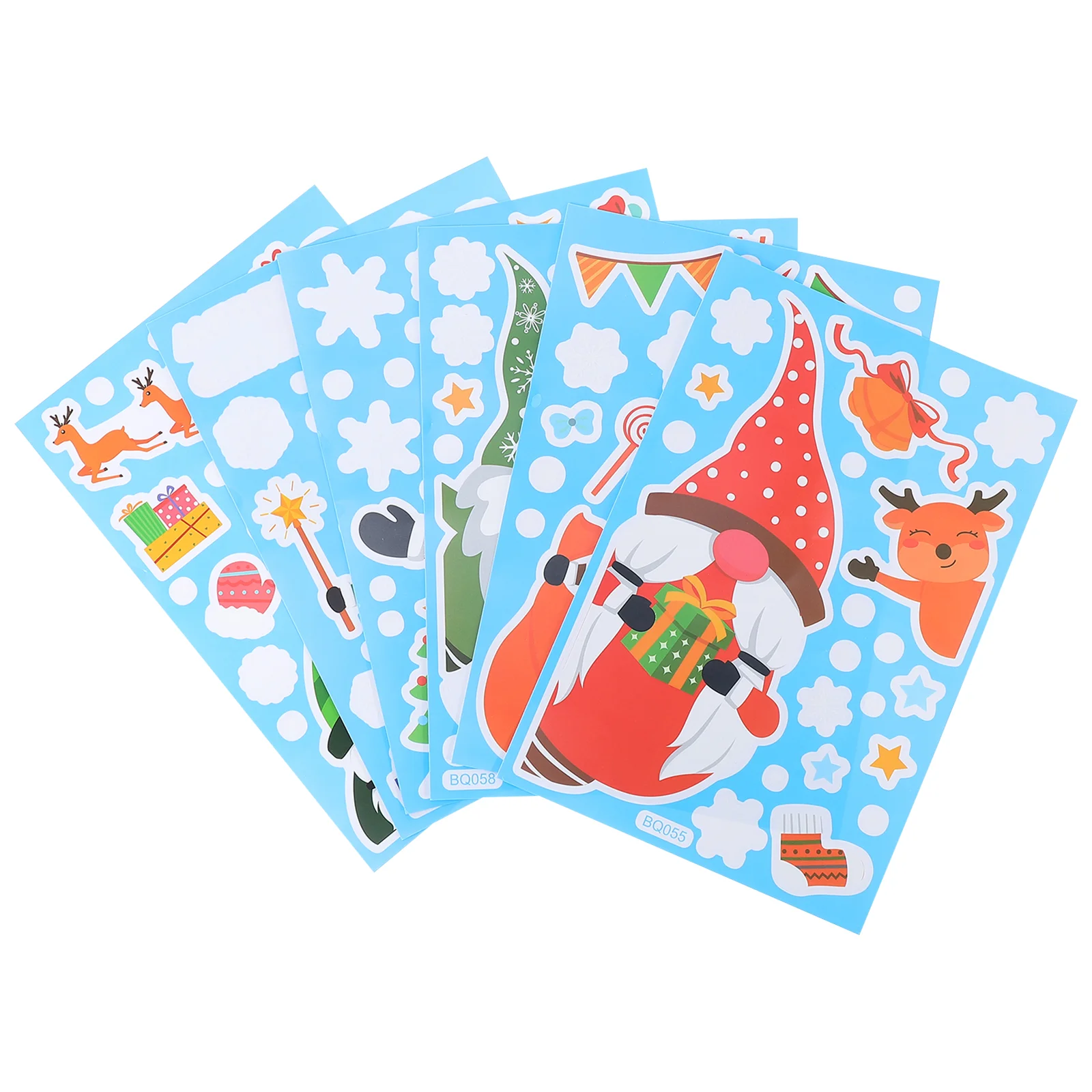

6 Sheets Xmas Themed Sticker Cartoon Elk Sticker Window Snowflake Sticker Snowman Sticker for Window Wall Home