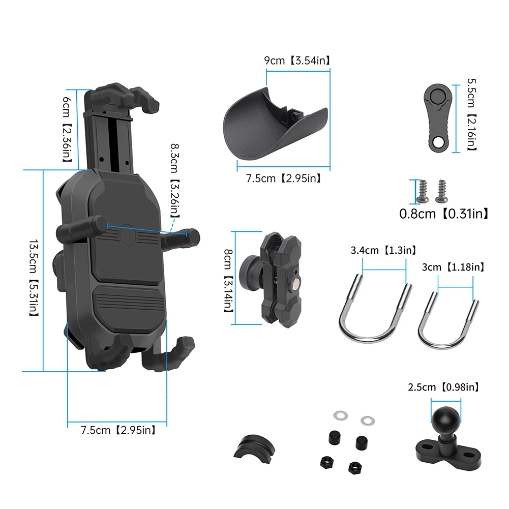 

2023 Universal Motorcycle Phone Holder Shock Absorption Bicycle Phone Holder Anti-theft Phone Mount for iPhone 14 12 13 Pro Max
