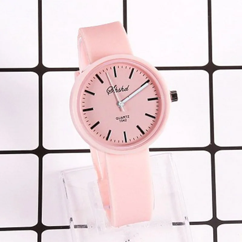 

Женские кварцевые наручные часы карамельных цветов, женские часы с силиконовым ремешком в простом стиле, водонепроницаемые элегантные мил...