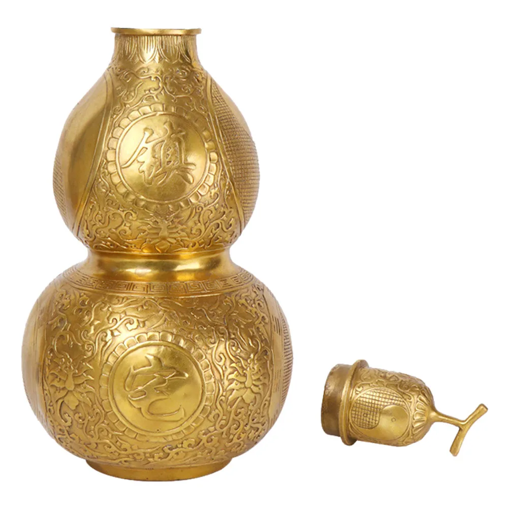 

Gourd Wu Lou Statue Chinese Shui Feng Sculpture Figurine Calabash Decoration Brass Ornament New Year Pendant Wealth Ornament