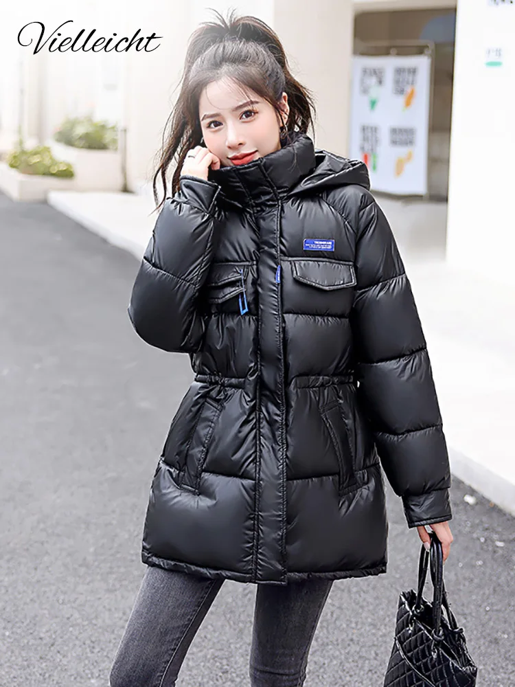 Vielleicht 2022 New Winter Jacket For Women's Solid Oversize Loose Puffer Fashion Female Hooded Parkas Padded Warm Coat Clothes