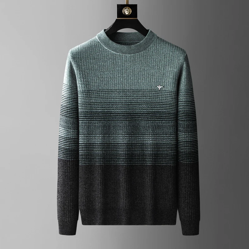 

Высококачественный роскошный свитер с круглым вырезом, мужской модный пуловер с градиентной вышивкой, Мужской Топ с длинным рукавом, новинка осень-зима 2022