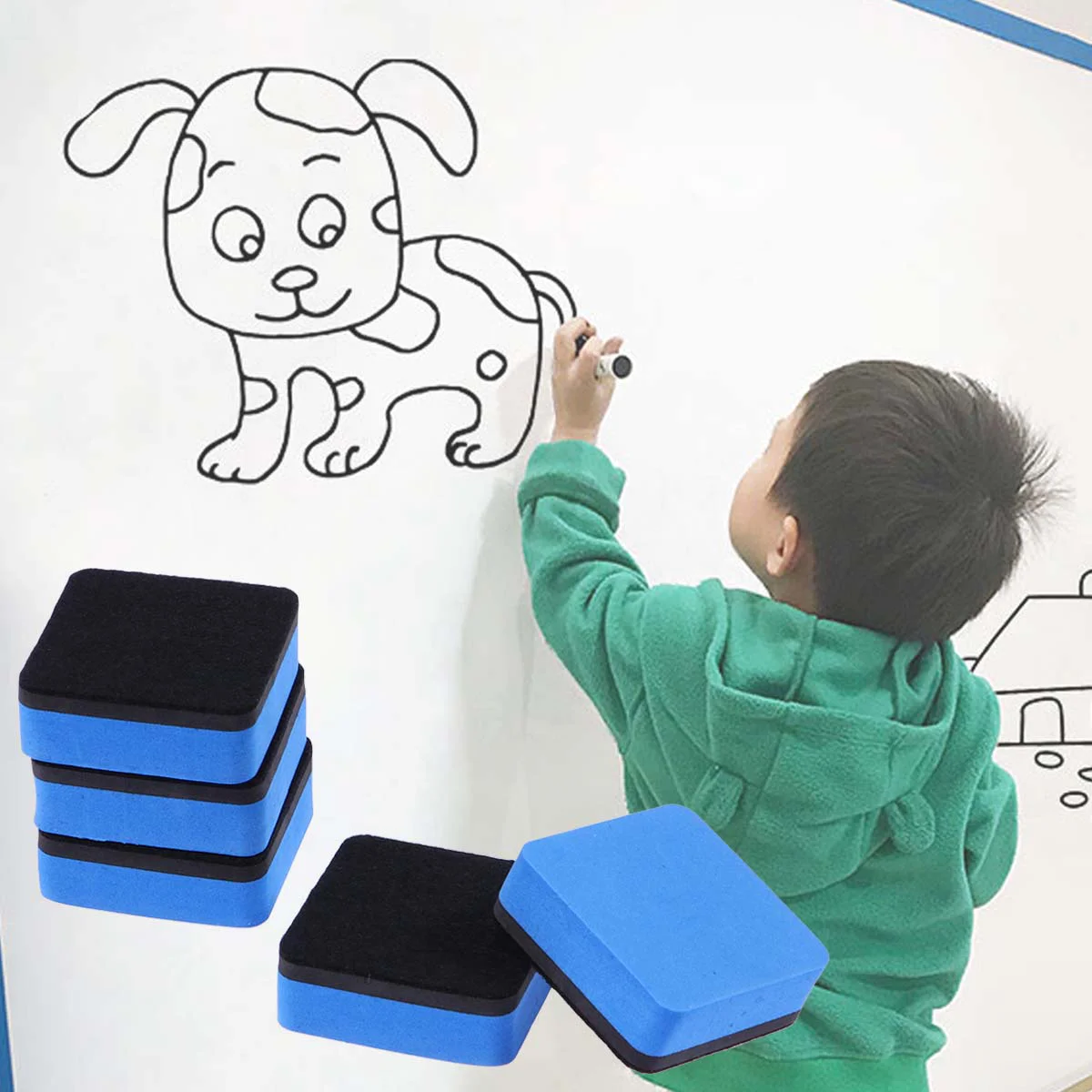 

30PCS Magnetic White Board Square Eraser for Home School and Office (Blue)