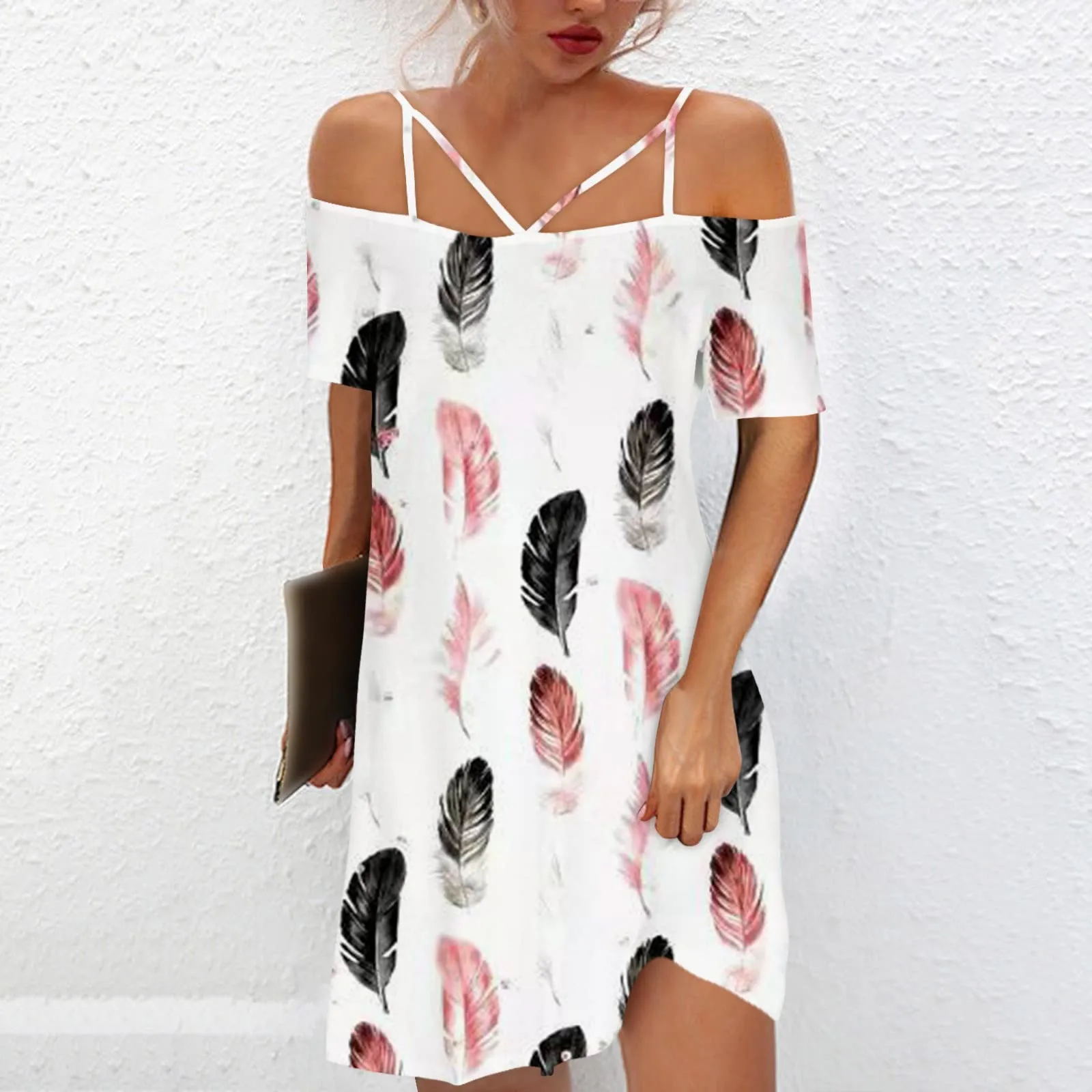 

Women Floral Print Summer Dresses Sexy Off The Shoulder Mini Dress For Women 2022 Elegant Spaghetti Strap Sling Dress Vestidos