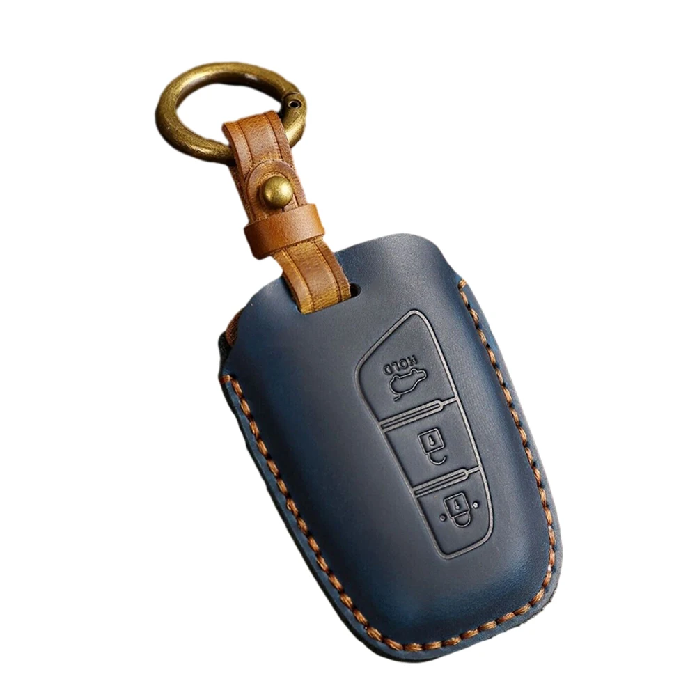 

Флип-оболочка для автомобильного ключа, противоударный Синий чехол из воловьей кожи с полным покрытием, износостойкий 1 шт. для Hyundai