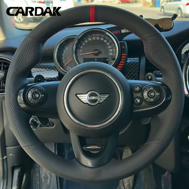 Полностью черный кожаный чехол на руль для MINI JCW F56 Clubman Convertible Countryman 2014-2020
