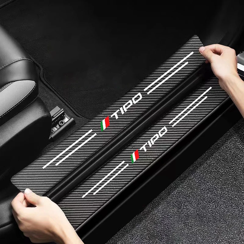 

4pcs Car Door Sill Threshold Plate Decals Stickers Interior Decoration for Fiat Tipo Punto Panda Bravo Car Accessories