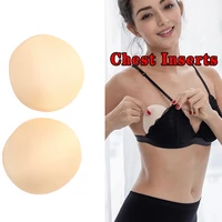 1 pair insert round shape pads breathable removeable sponge foam push up enhancer chest cup pads bra accessories