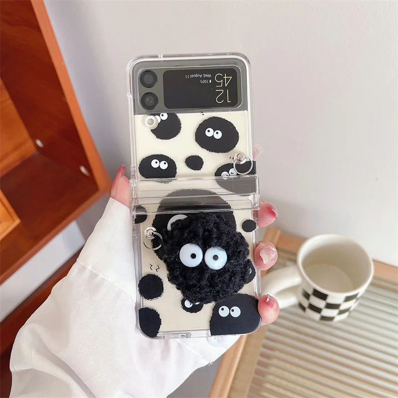 

Cartoon Carbon Ball Chains Phone Stand Case for Samsung Galaxy Z Flip 3 Z Flip 4 Hard PC Back Cover for ZFlip3 ZFlip4 Case Shell