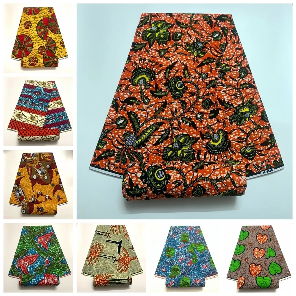 

African 100% Cotton Original Real Wax Ankara Fabric 2022 African Print Fabric For Wedding Dress Tissue African Wax Fabric 6yard