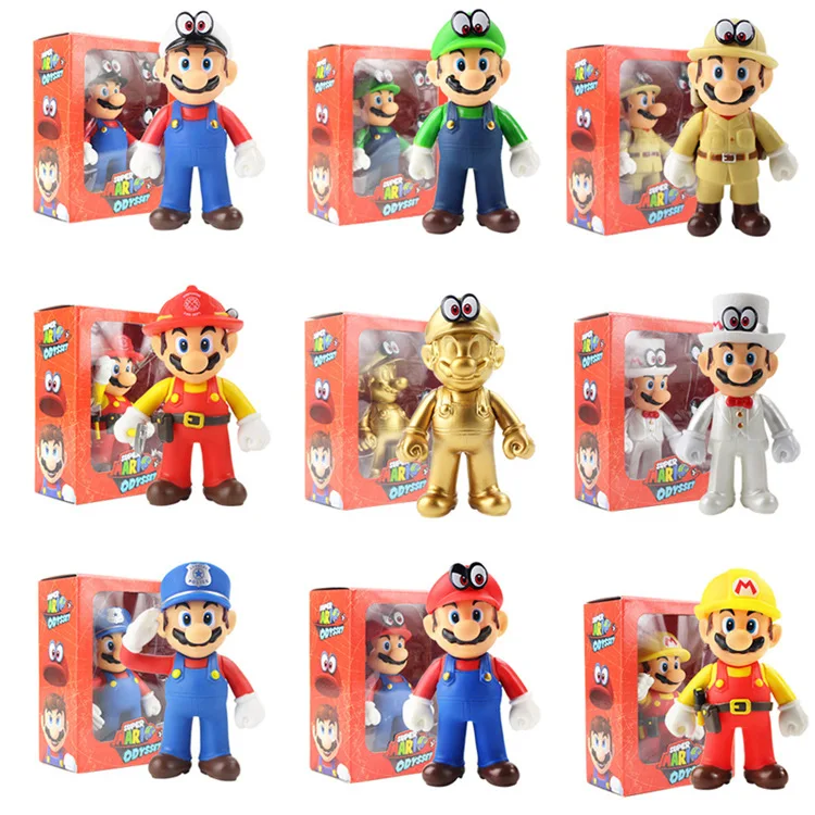 Kawaii Anime Figure Toys Cute Cartoon Luigi Yoshi Mushroom Donkey Kong Dolls Model Dolls Kids Gifts