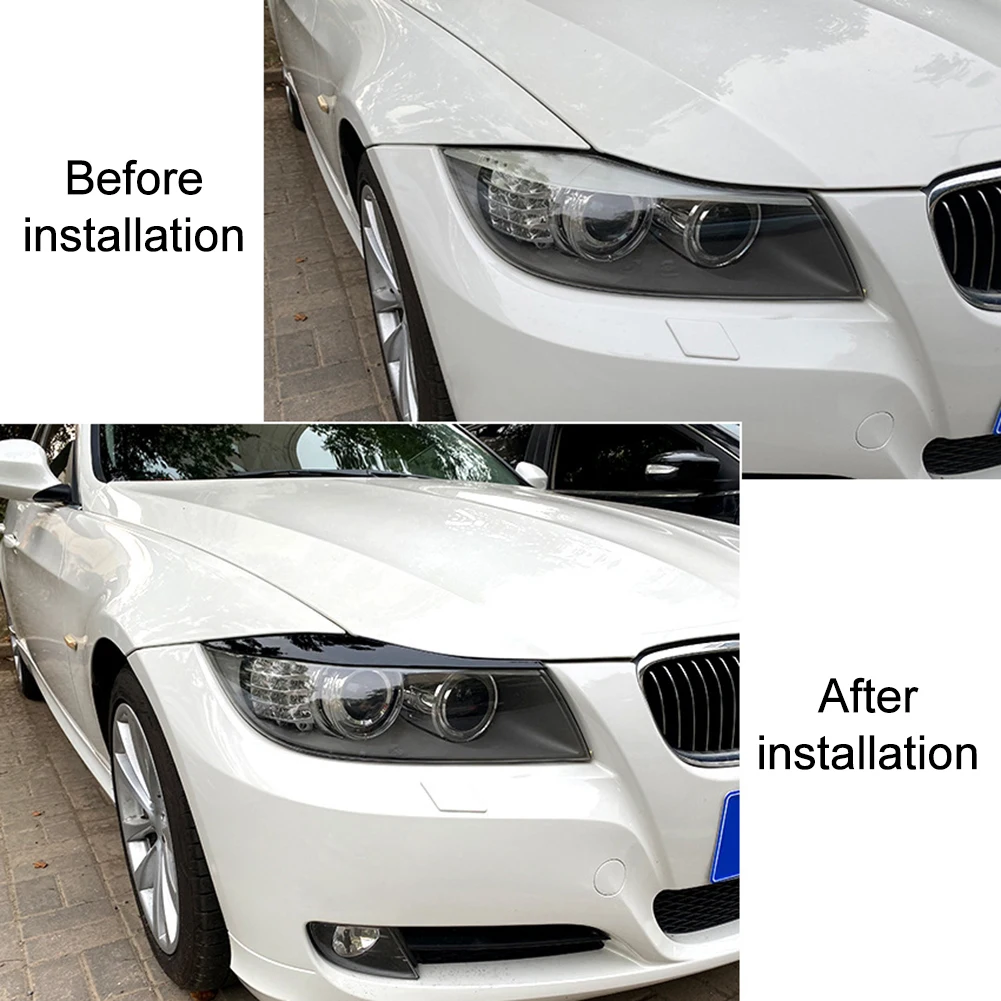 

2 шт., блестящие черные чехлы для фар BMW E90 E91 2005-2012