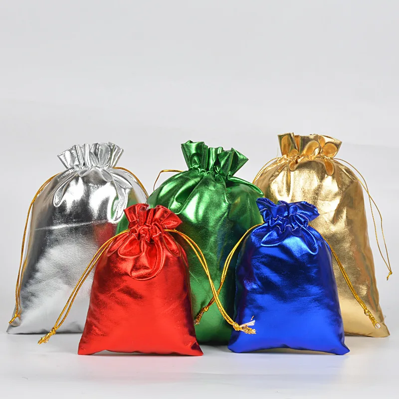 

100pcs Gold Silver Drawstring Bags Jewelry Packaging Bracelets Earrings Stationery Storage Bags Jewelry Store Display Shooting