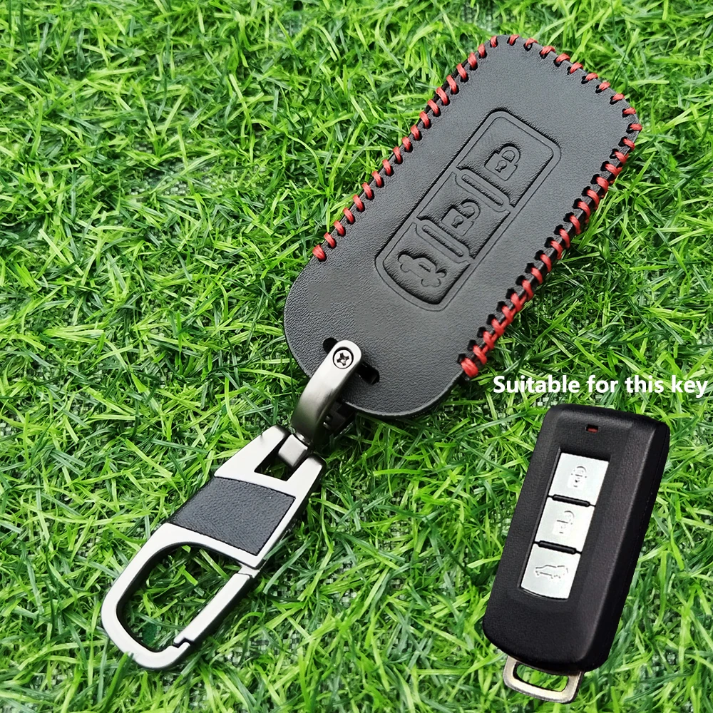 Чехол для дистанционного ключа с 2/3 кнопками для Mitsubishi L200 ASX Outlander Eclipse Cross Pajero Sport Lancer, кожаный брелок для ключей, чехол