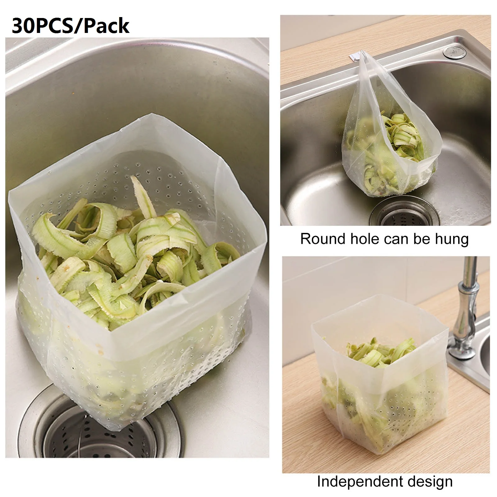 

30pcs Sink Filter Net Mesh Bag for Kitchen Waste Leftover Disposable Kitchen Foldable Stopper Filter Bag Garbage Waste Bags